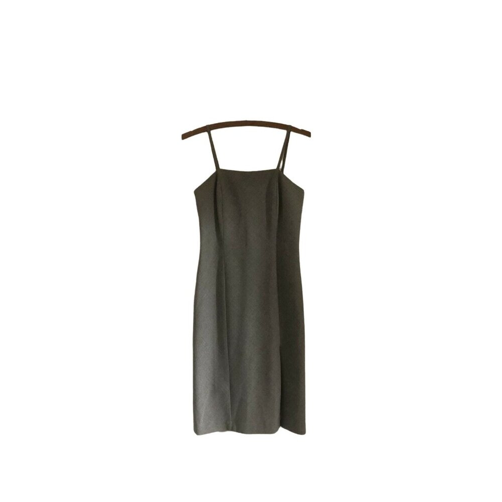Anthropologie Poleci Gray Slit Midi Dress Spaghetti Strap Size 4 USA Made 90s